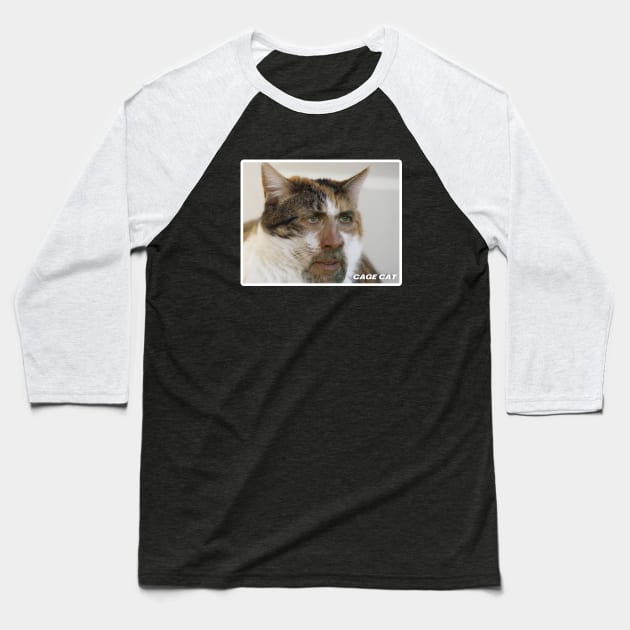 Cage Cat Baseball T-Shirt by NineBlack